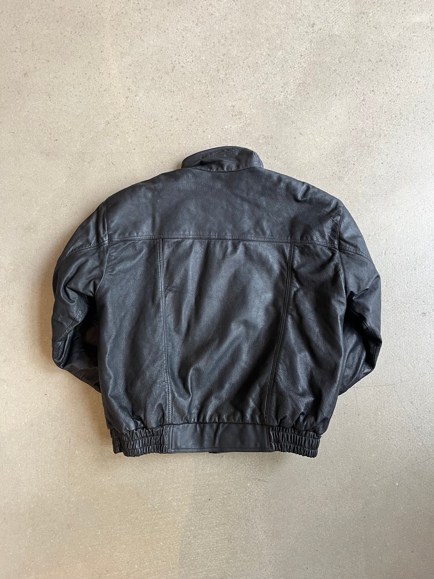 Windsor London Leather Bomber Jacket Large Black