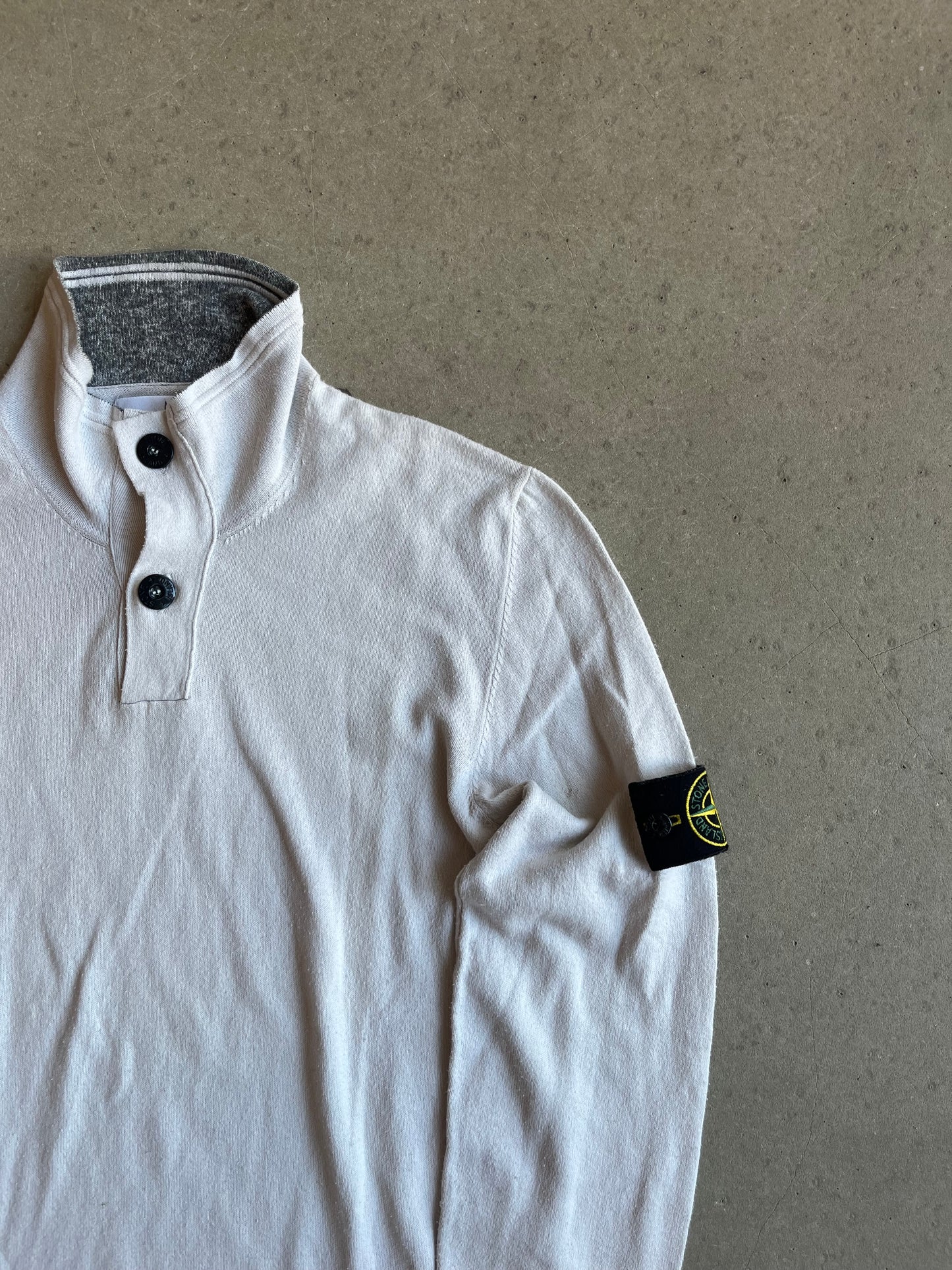 Stone Island Button Up Sweater White