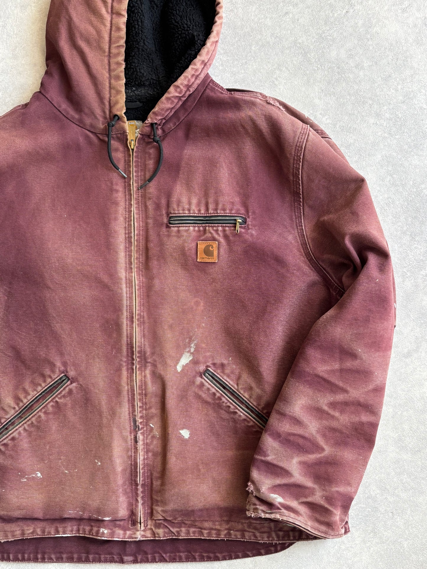 Carhartt Distressed Hooded Detroit Jacket Pink XXL