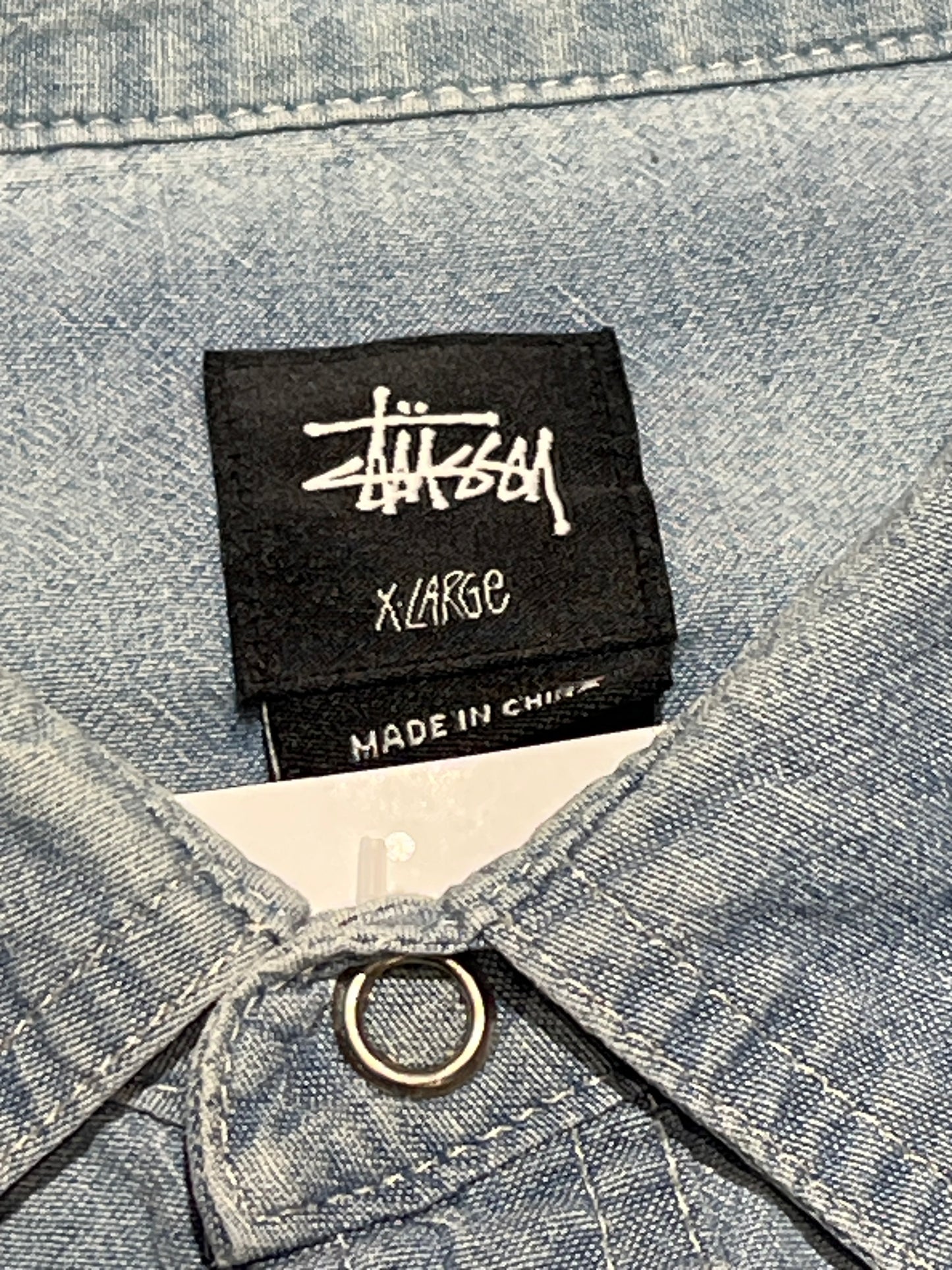 Vintage Stussy Denim Shirt Blue XL