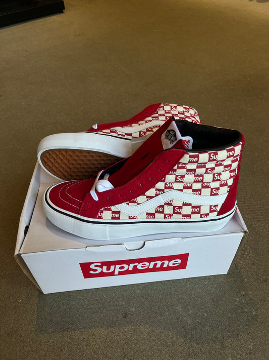 Vans Sk8-Hi Supreme Red Checker Logo EU 41