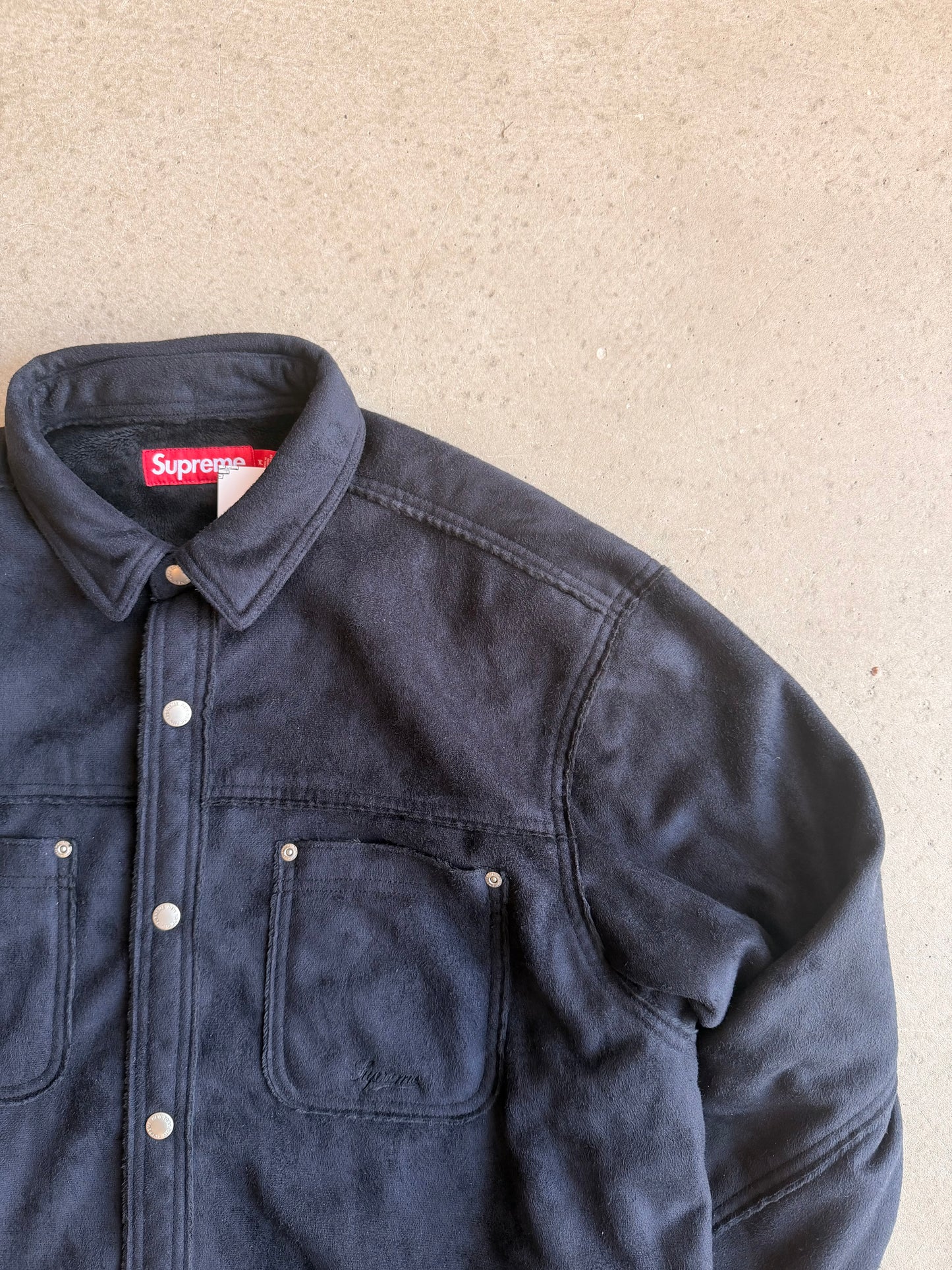 Supreme Faux Suede Snap Shirt 'Black' FW25 Size XL