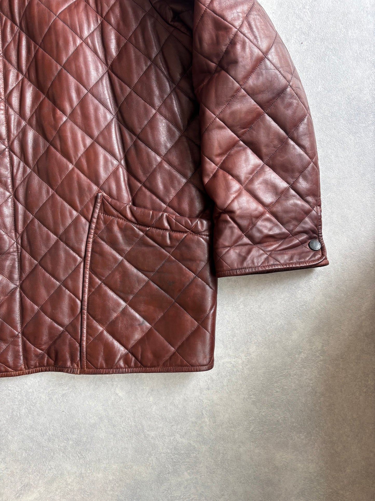 Barbour Brown Leather Jacket XL