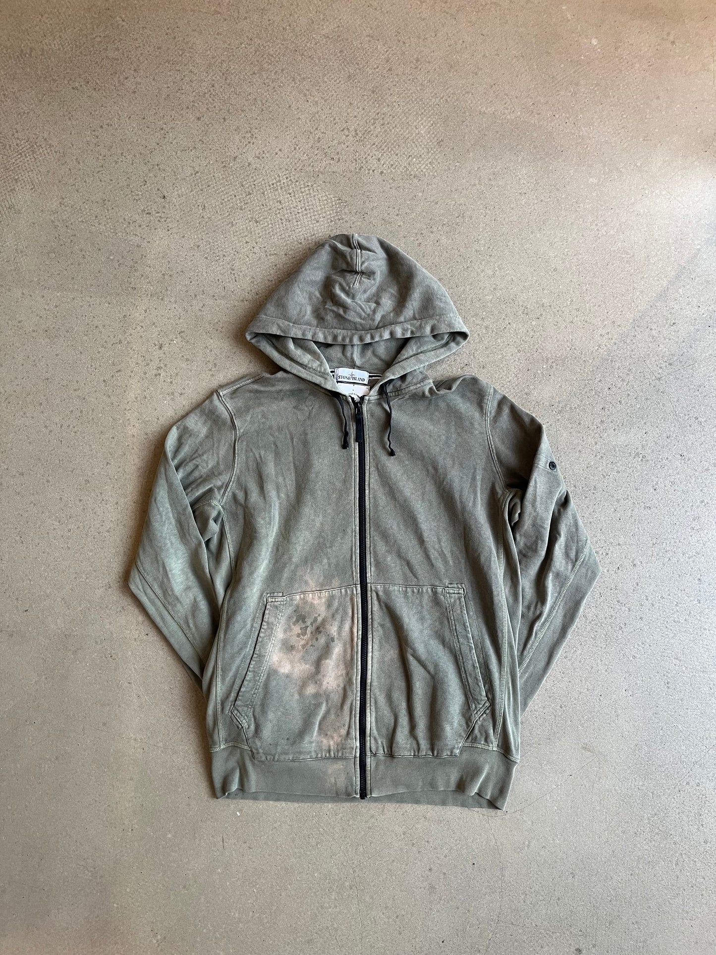 Stone Island Faded Zip-Up Hoodie Green 3XL