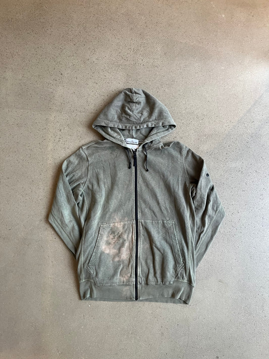 Stone Island Faded Zip-Up Hoodie Green 3XL
