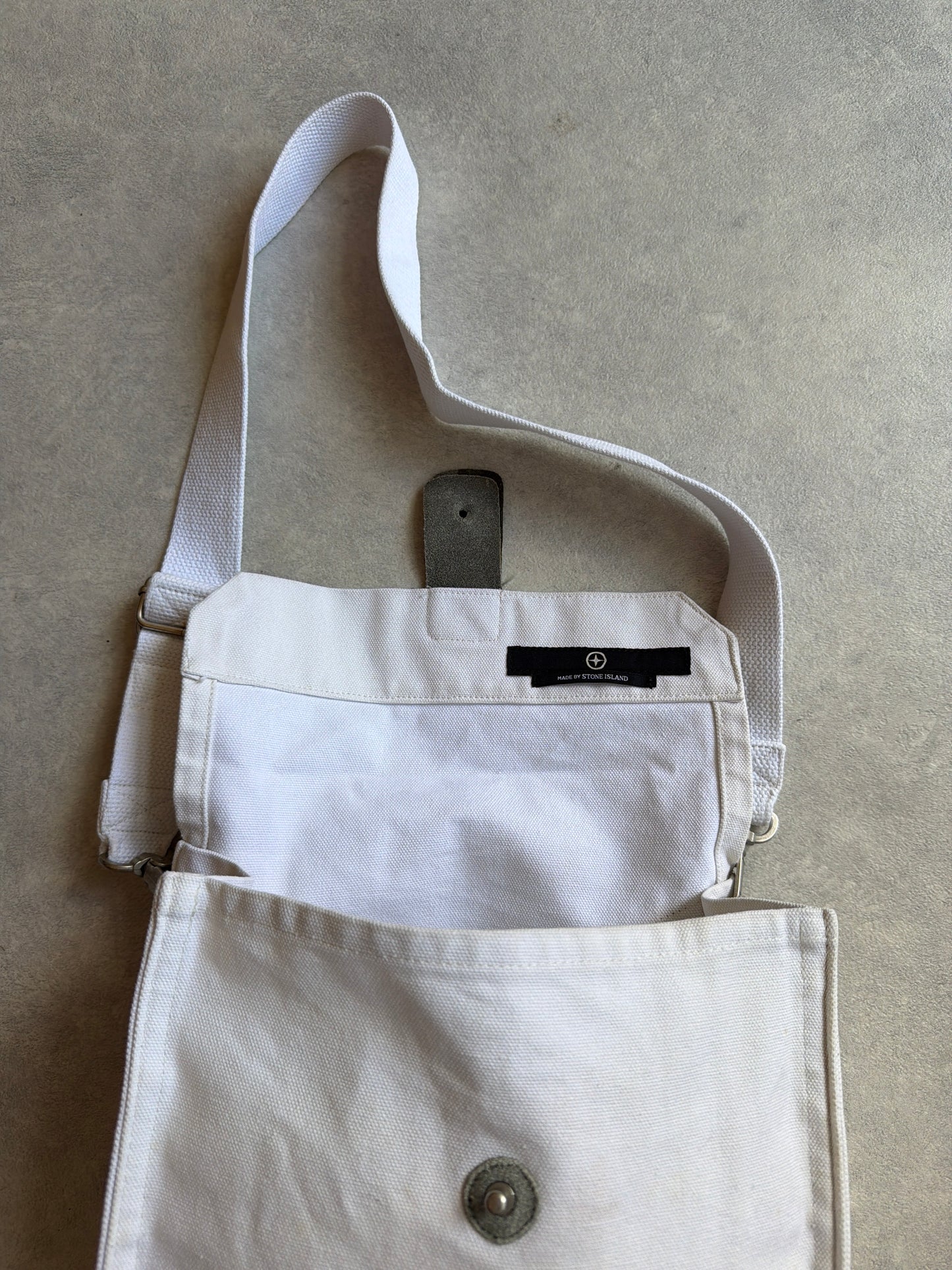 Stone Island Denim Sling Bag White Cotton