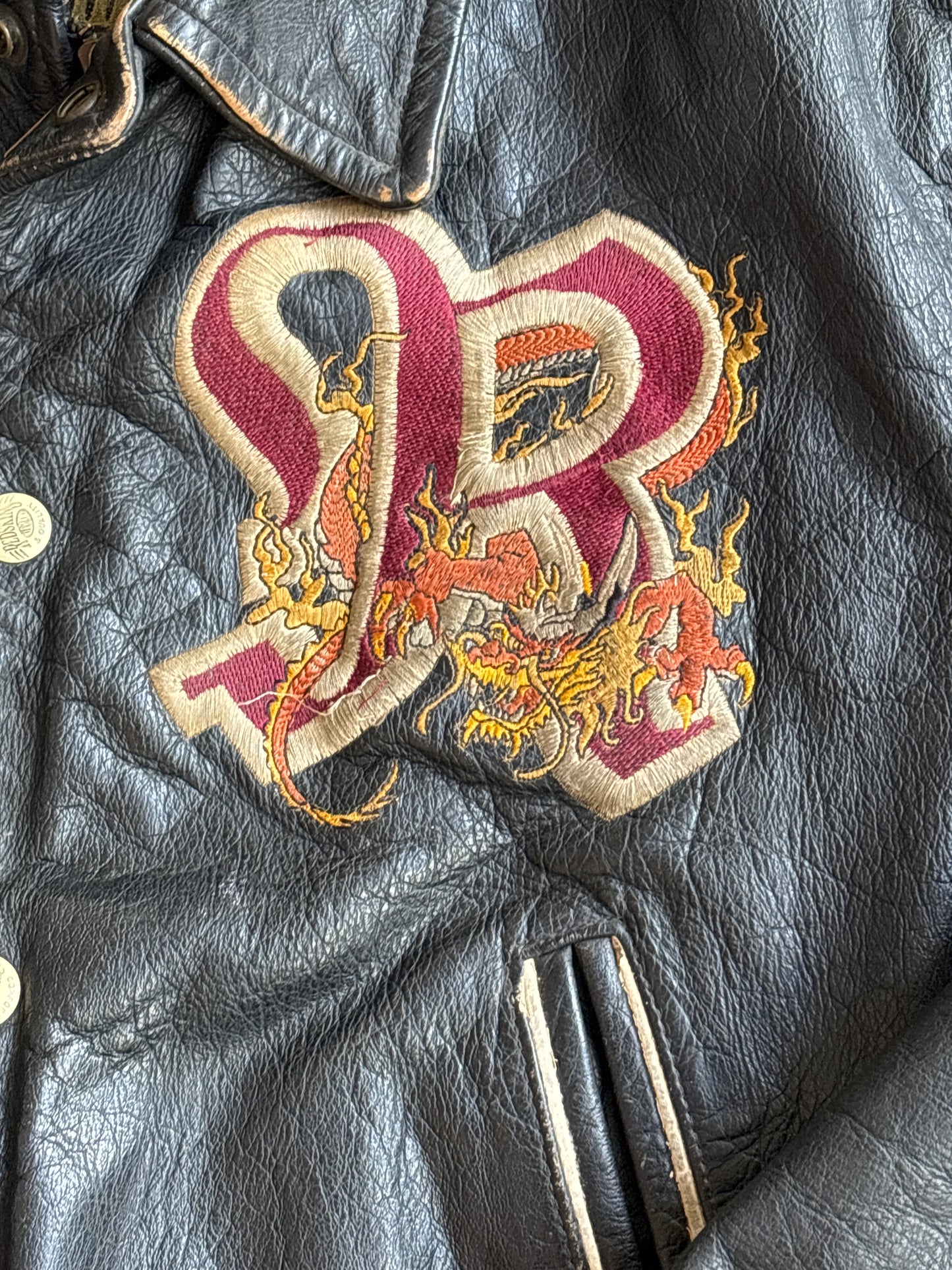 Redskins Dragon Leather Jacket Black XL