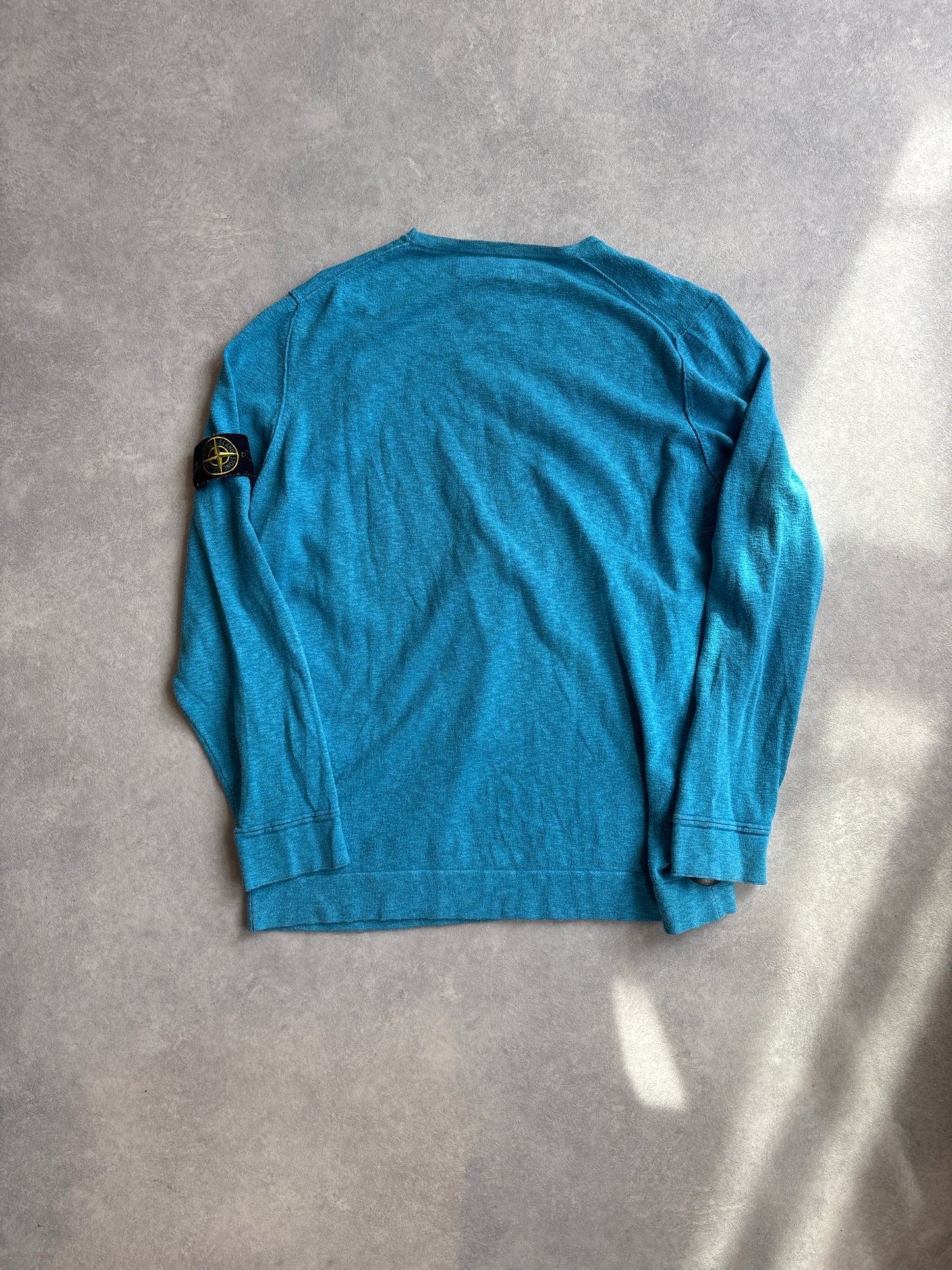 Stone Island Cotton Crewneck Knit Sweater Tropical Blue XXL