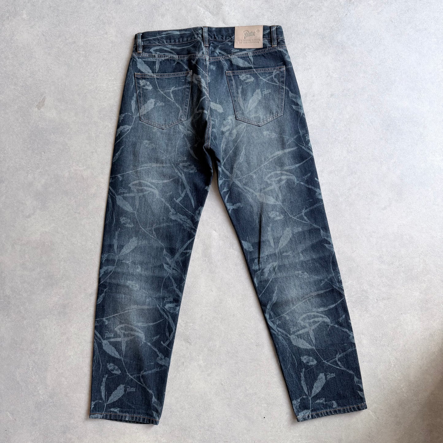 Patta Leaves Laser Printed Denim Jeans W 32 L 32