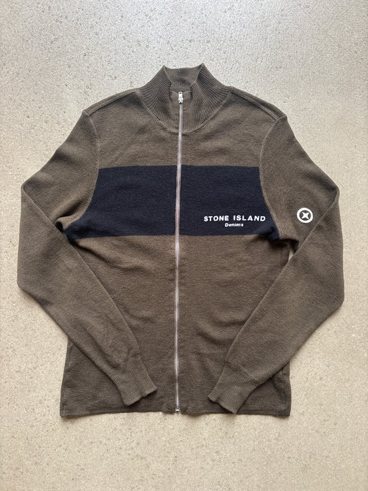 Stone Island Denims Zip Up Knit  Green L