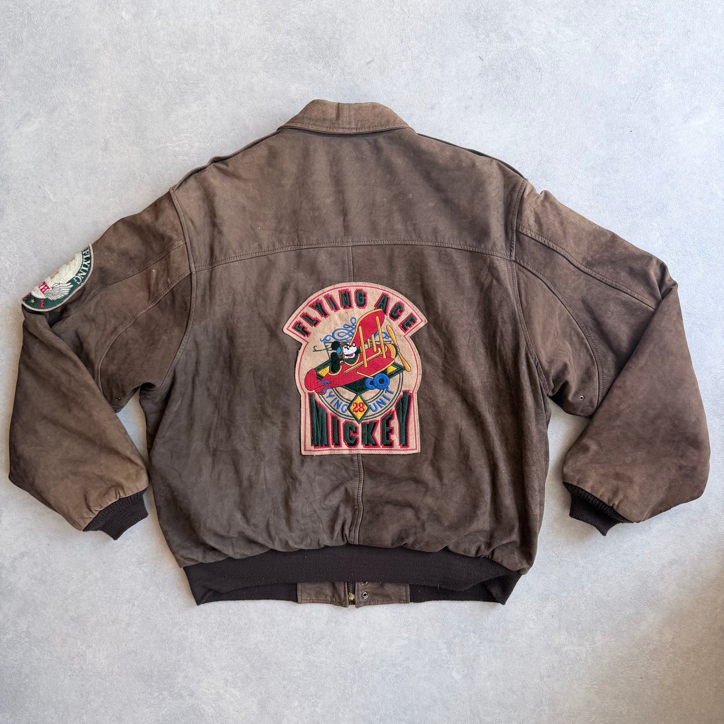 90s Micky Mouse Leather Flight Jacket XL