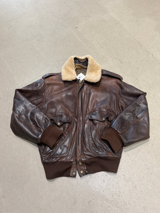 Redskins Leather Aviator Jacket Brown XL