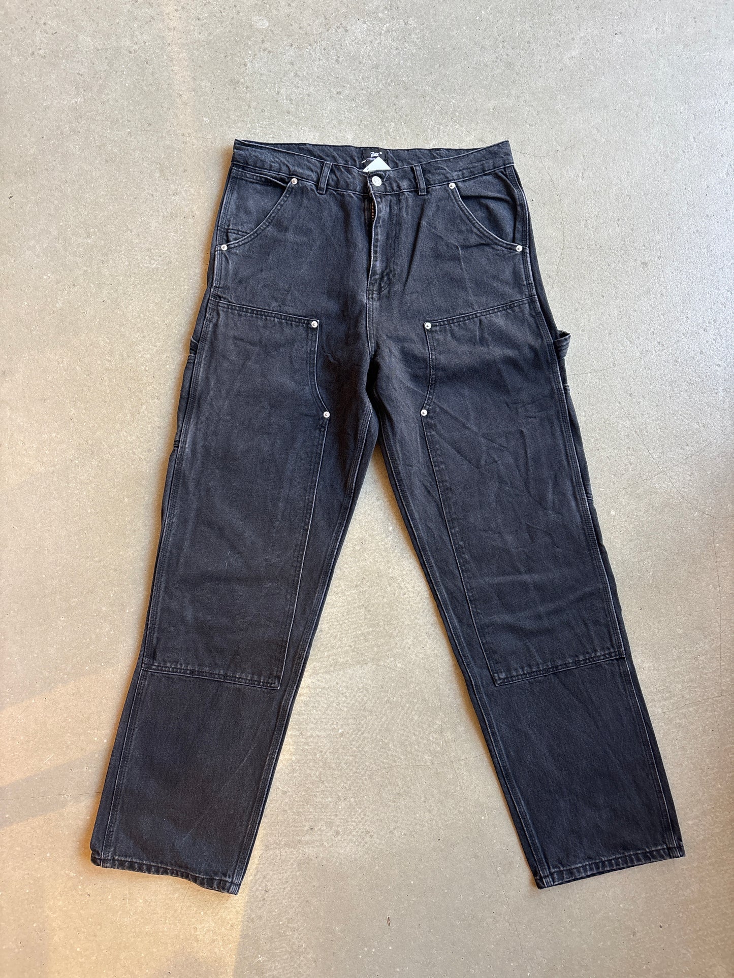 Patta Double Knee Denim Pants Black 34