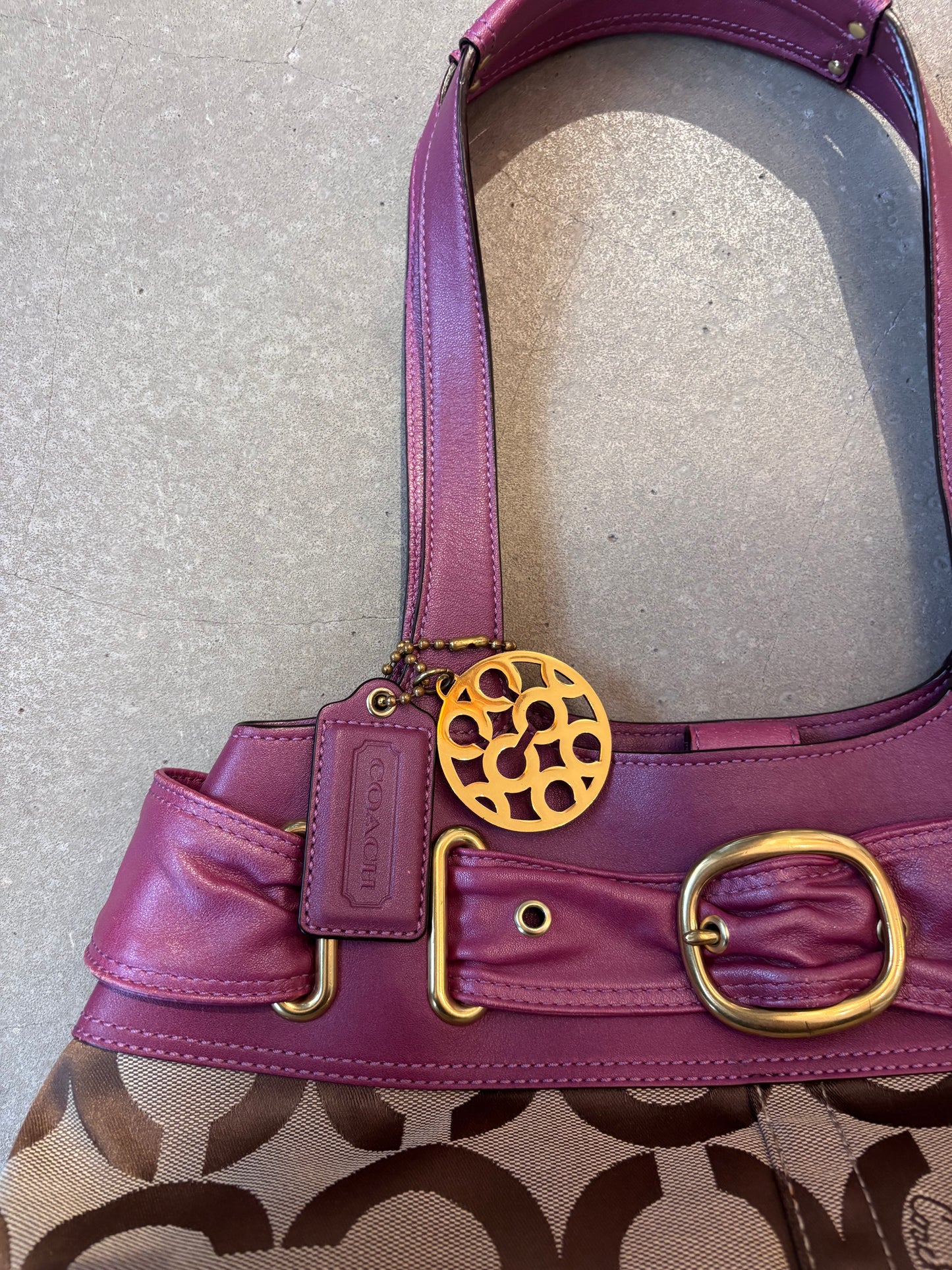 Coach Monogram Belt Handbag Purple