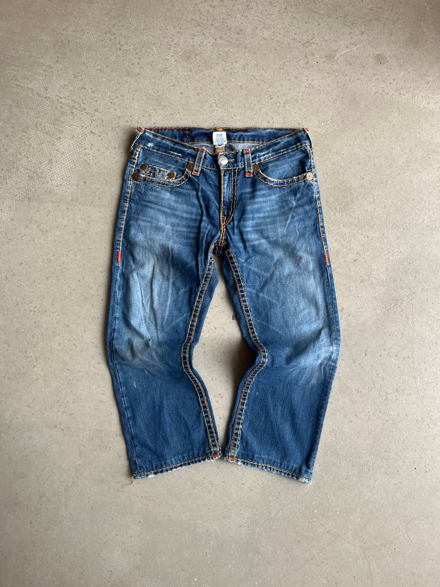 True Religion Bobby Super T Orange Stitch Jeans 36