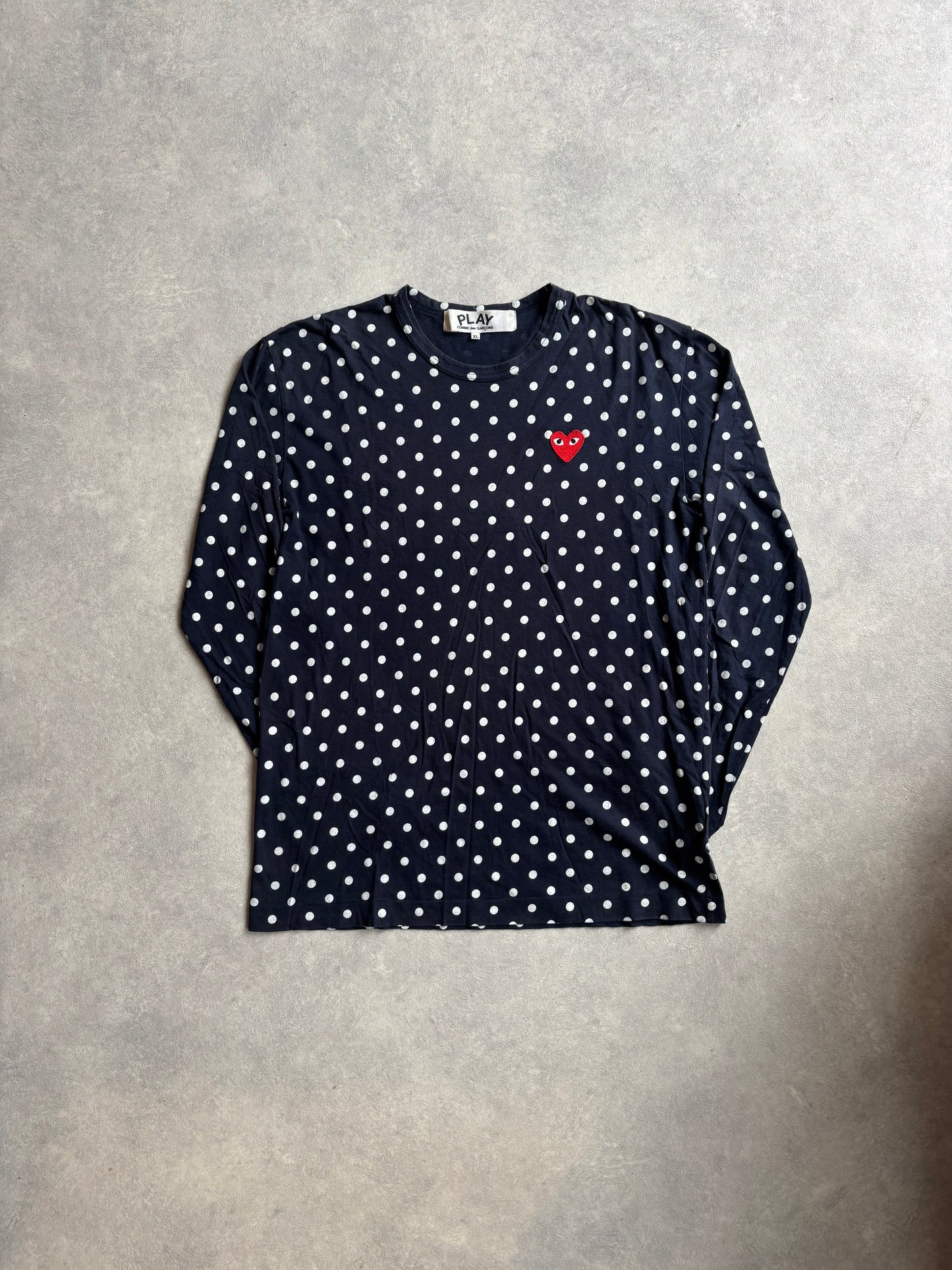 Comme Des Garçons Polka Dot Shirt Navy Size XL