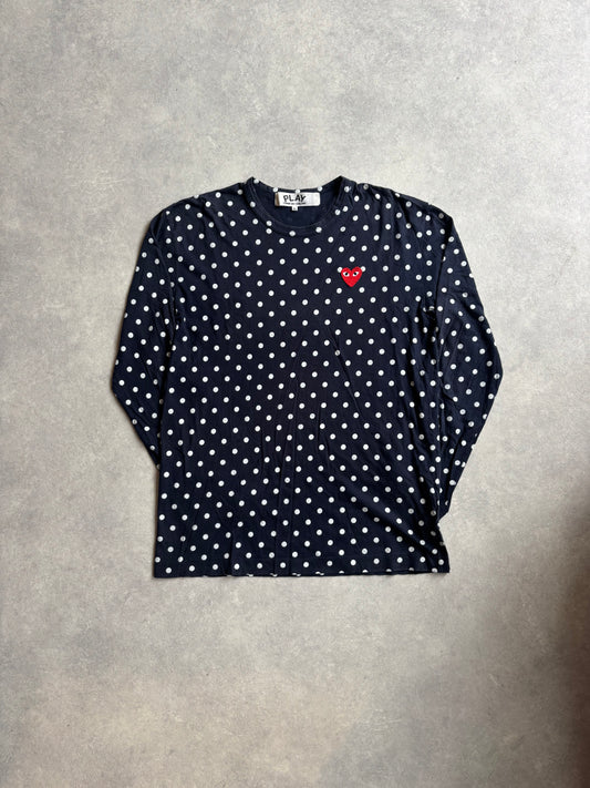 Comme Des Garçons Polka Dot Shirt Navy Size XL