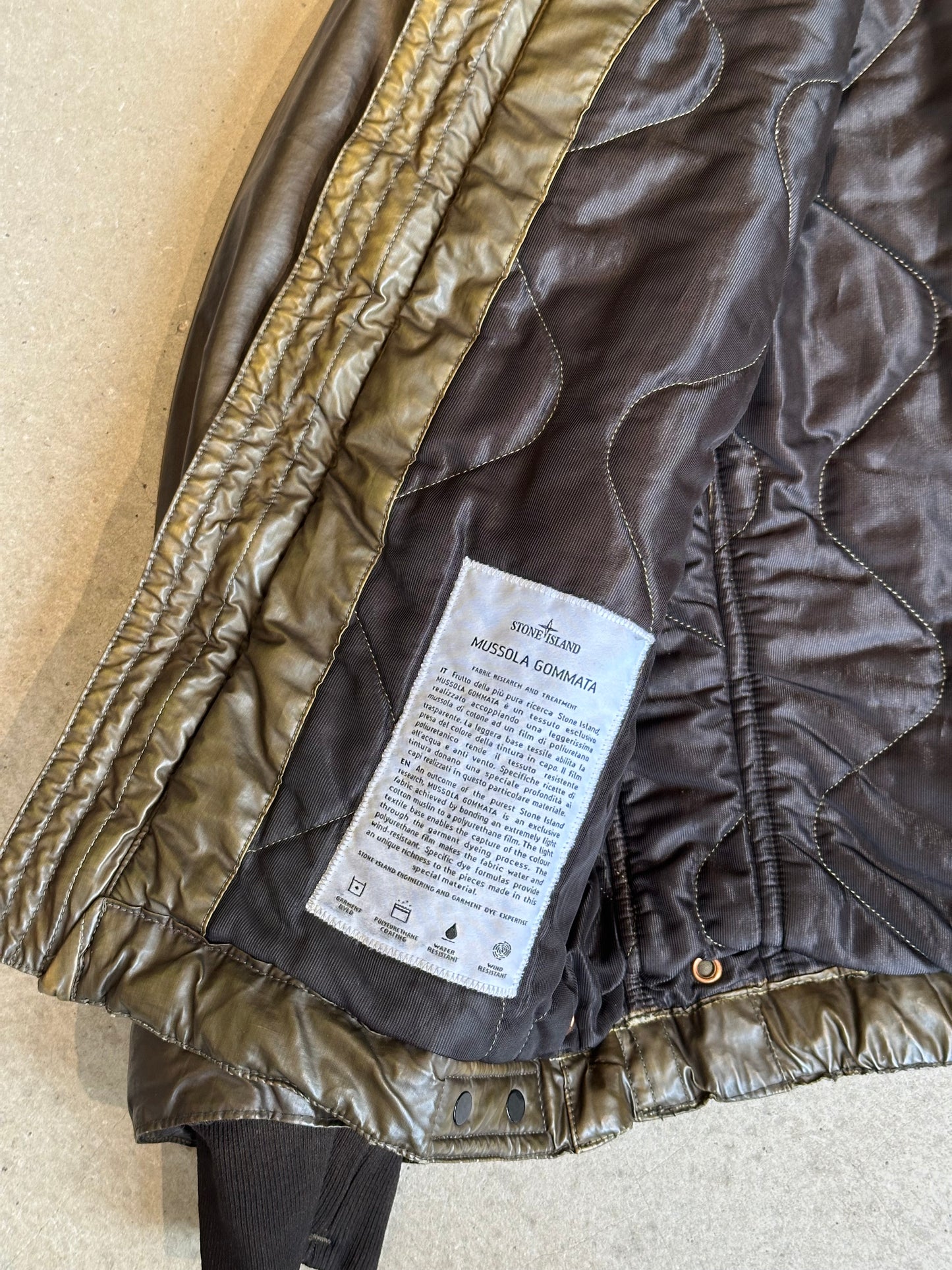 Stone Island Mussola Gommata Olive Jacket Size L (fit M)