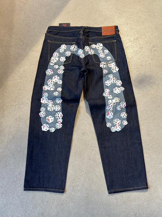 Palace x Evisu Dice Denim Jeans Raw 30/34