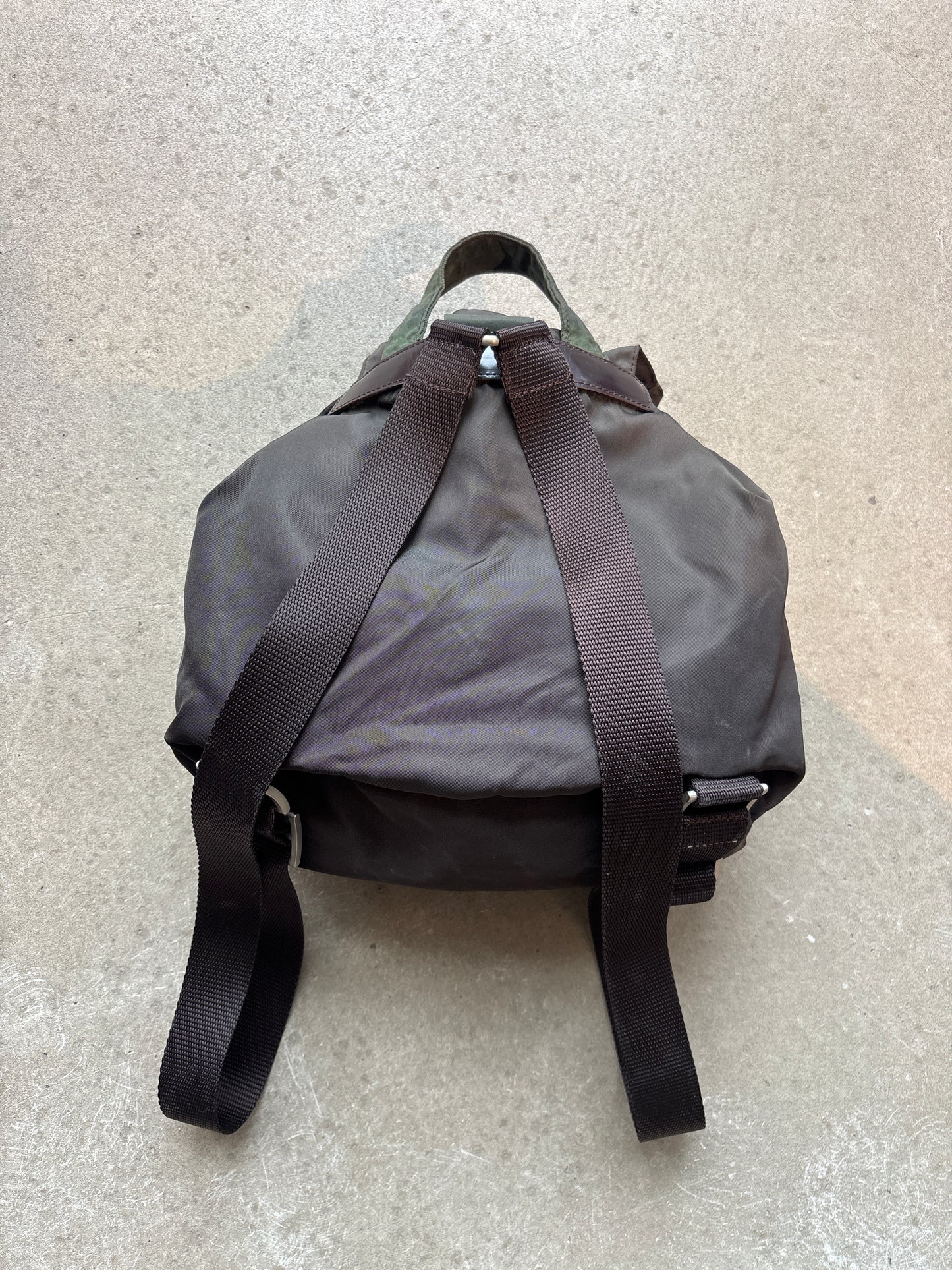Prada Nylon Multipocket Backpack Shiny Green/Brown