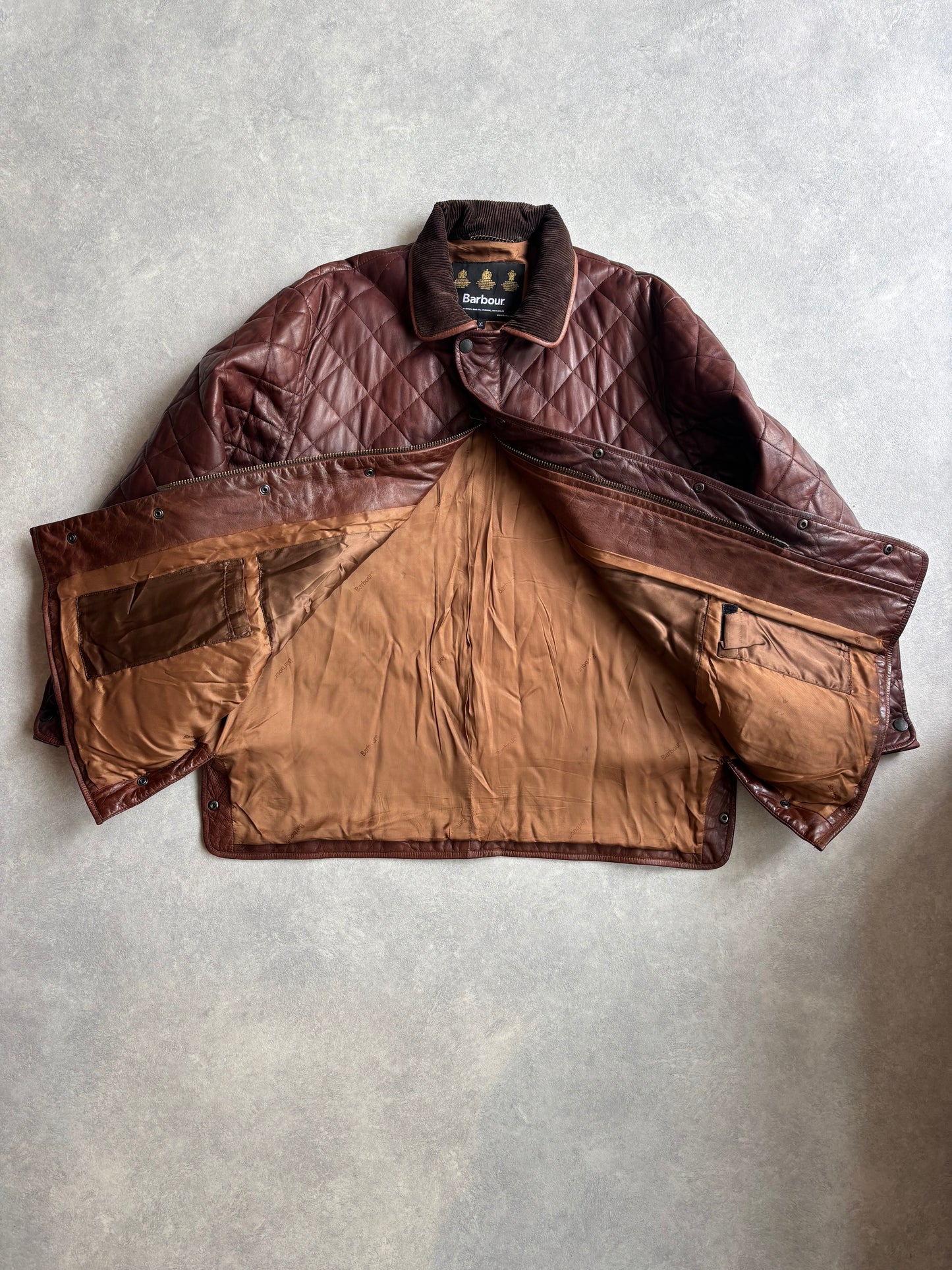 Barbour Brown Leather Jacket XL