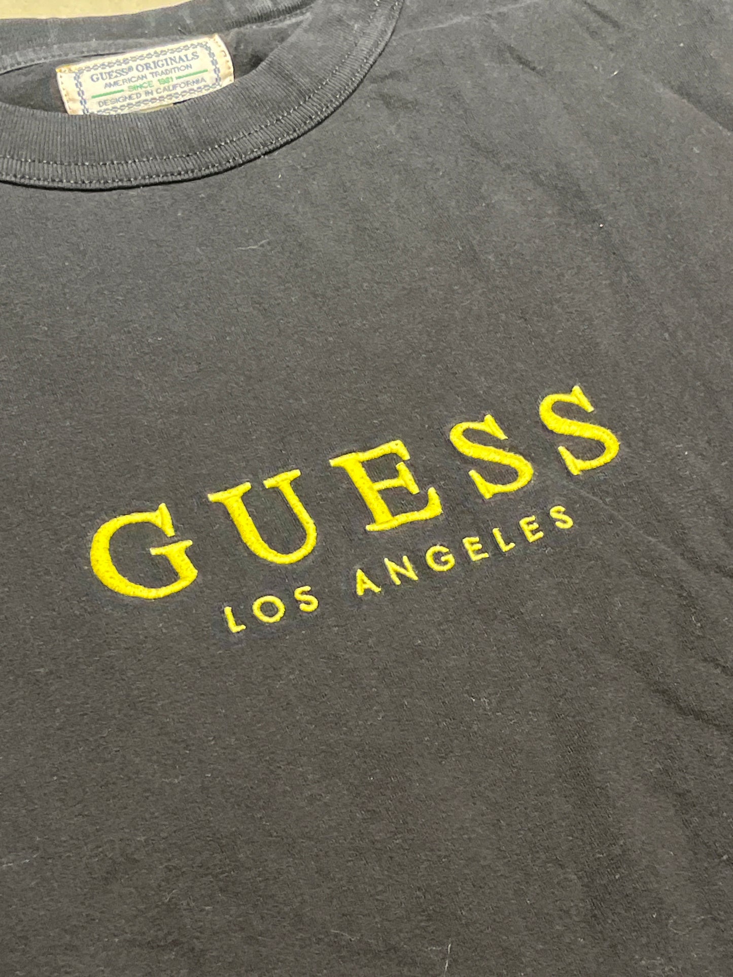 Vintage Guess Logo LA Tee Black M