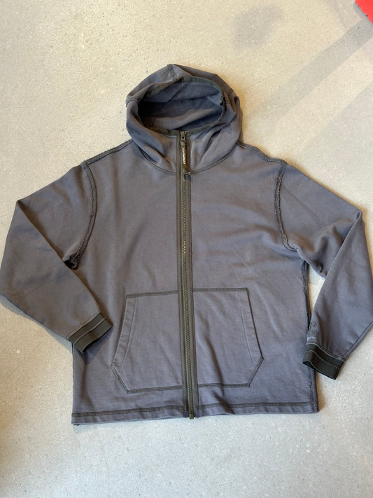 C.P. Company Zip Hooded Sweat Open Smoked Pearl
