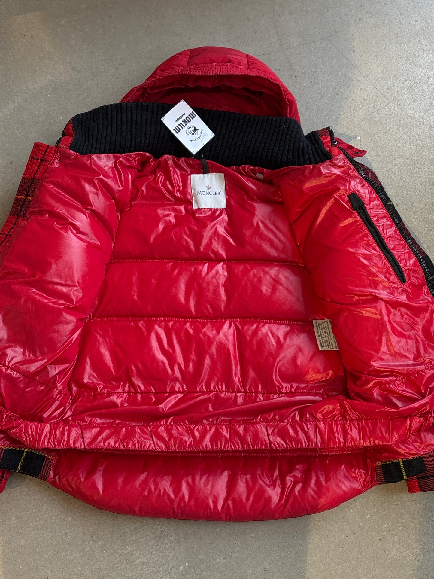 Moncler Grenoble Pamiers Plaid Down Jacket Red S