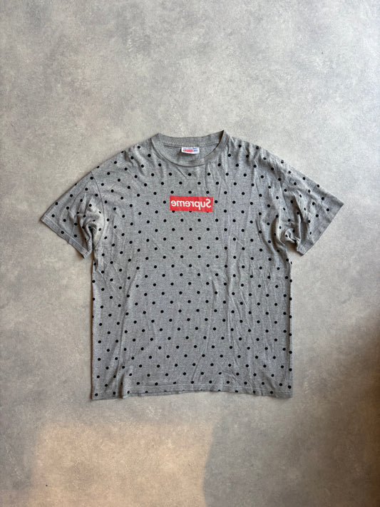 Supreme X CDG Polka Dot Box Logo Tee Grey XL