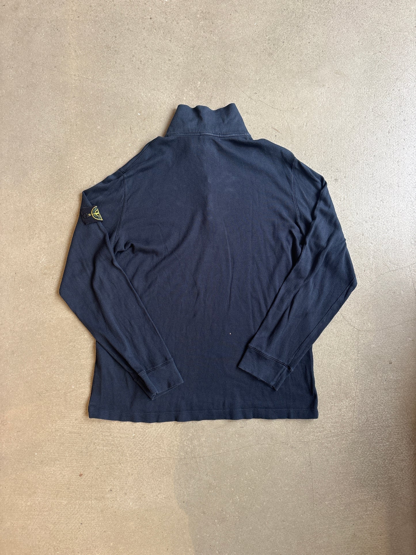 Strone Island Quarter Zip Button Up Sweater Navy XXL