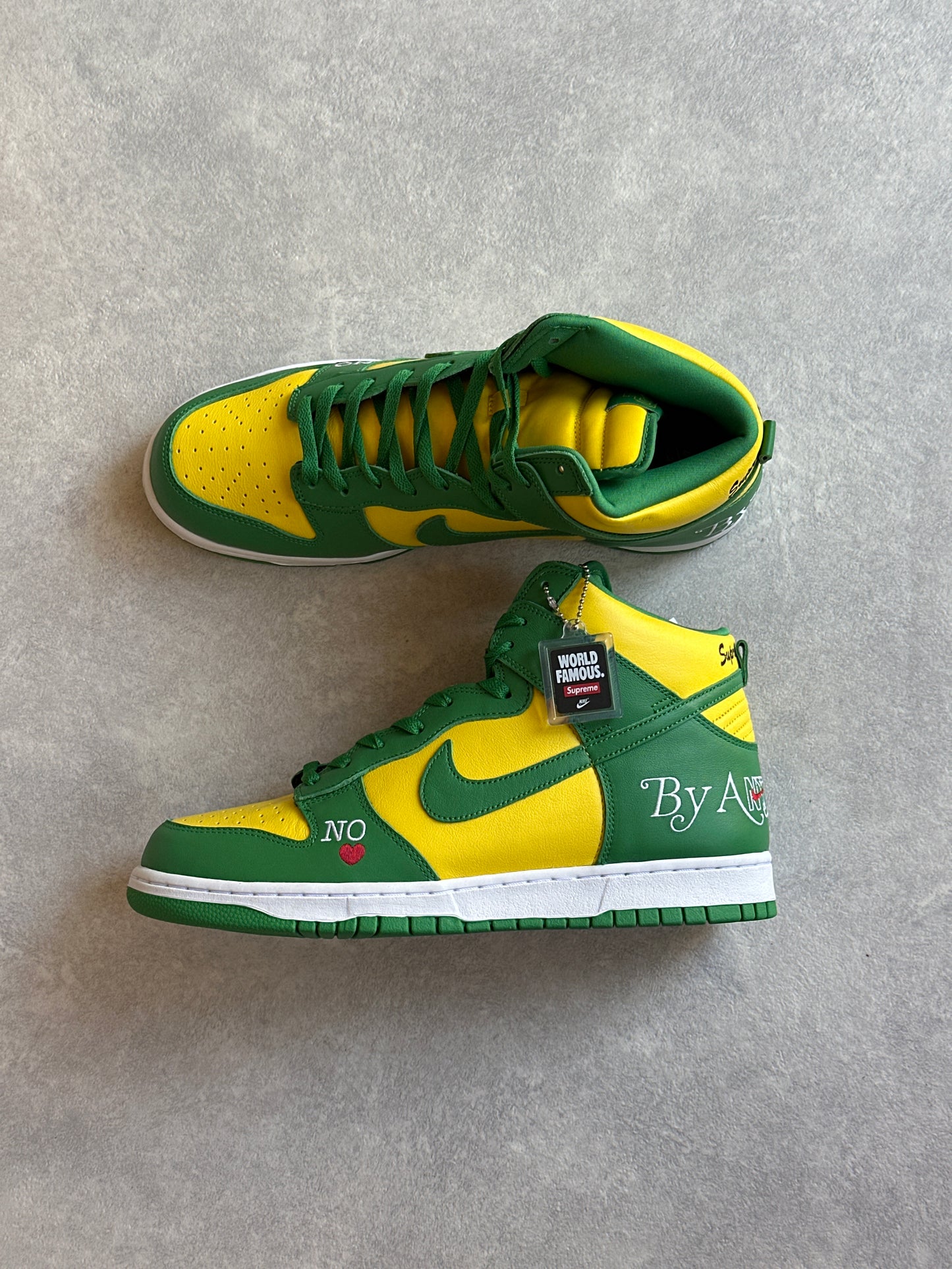 Nike x Supreme Dunk High SB By Any Means 46 Green/yellow