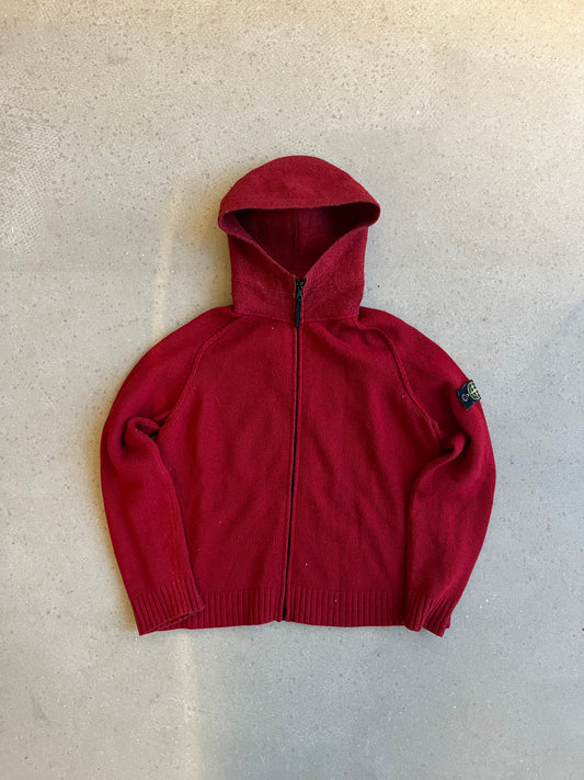 Stone Island Junior Zip Up Knit Red 14Y