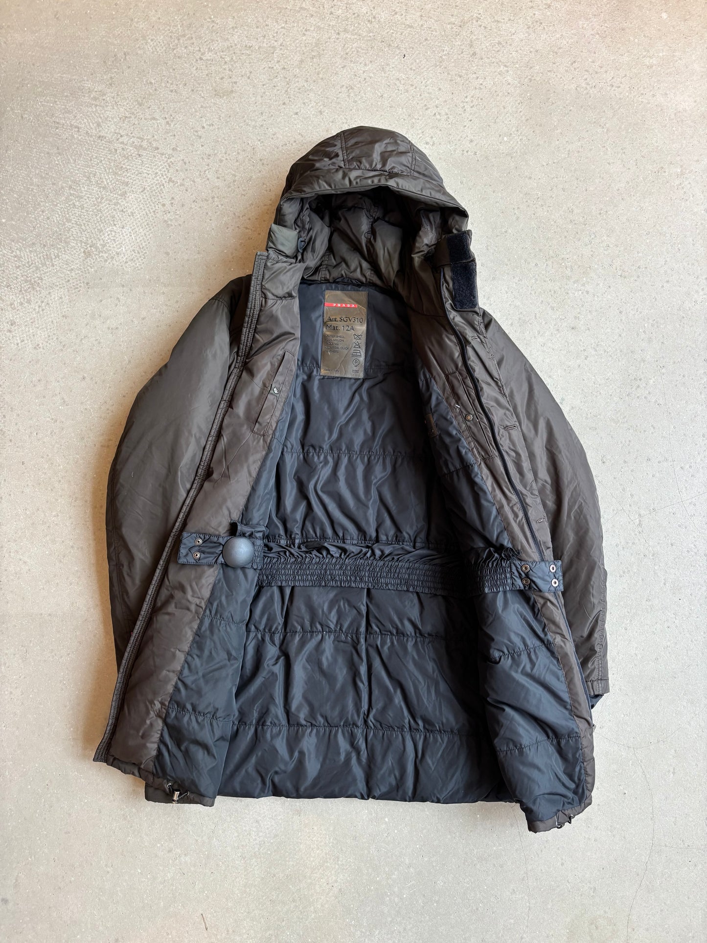 Prada Nylon Parka Jacket Brown Size L