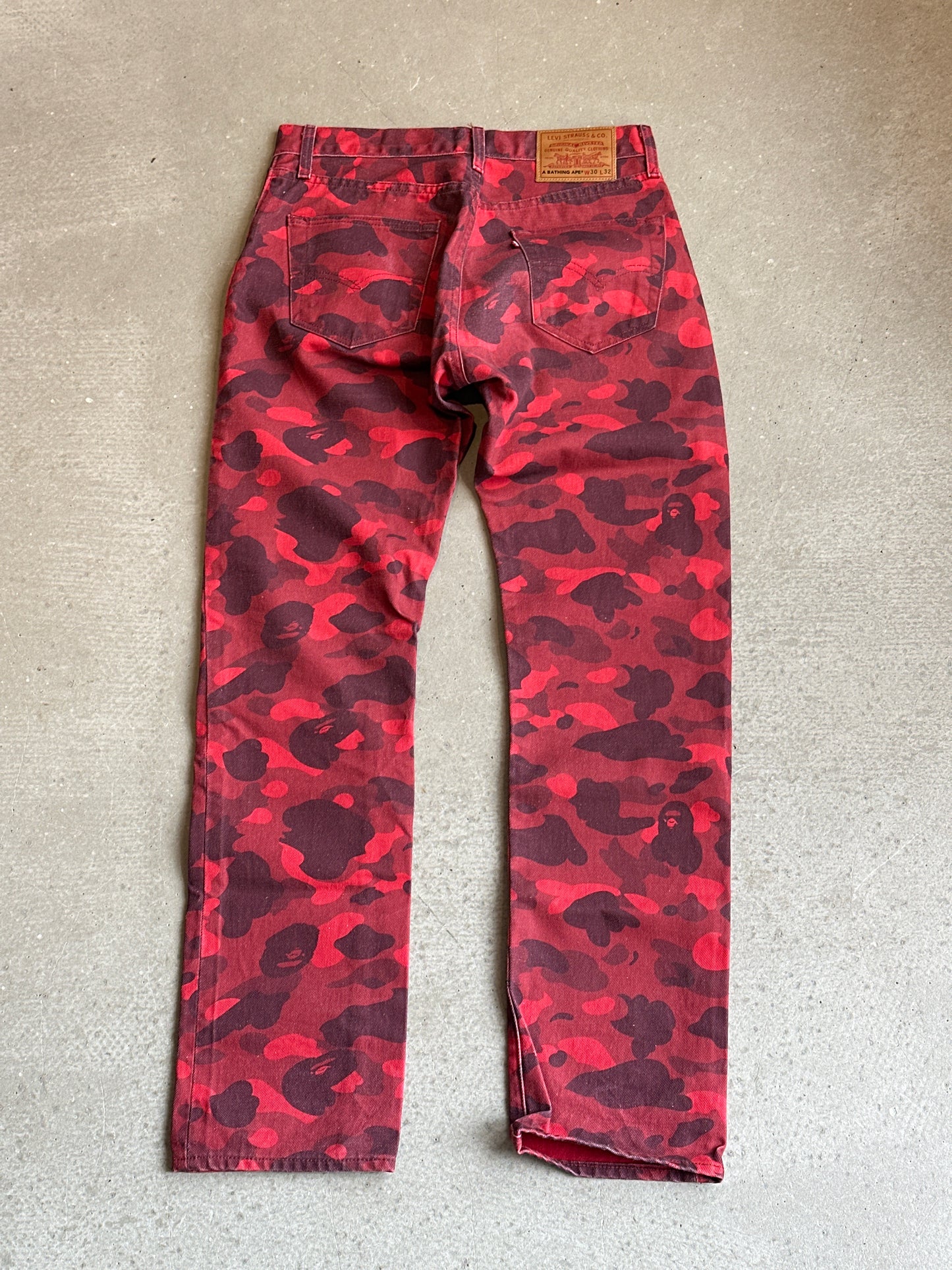 Levi's X Bape Camo Red Pants Size W 30 X L 32