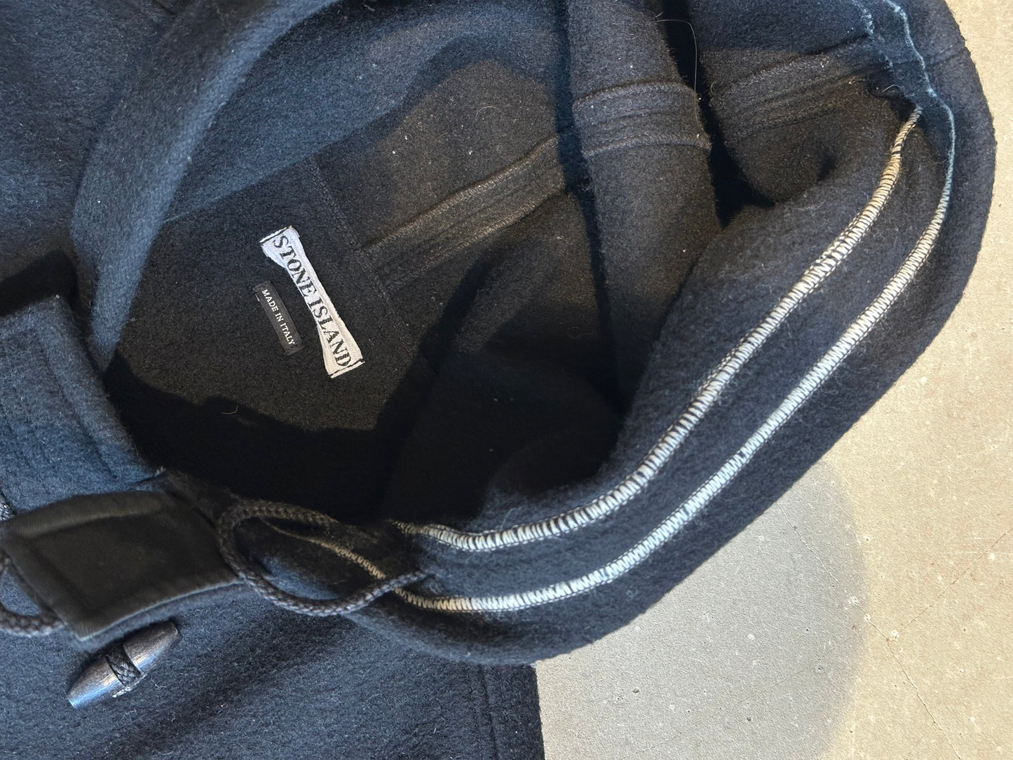 Stone Island 2003 Vintage Wool Duffle Coat Black Large