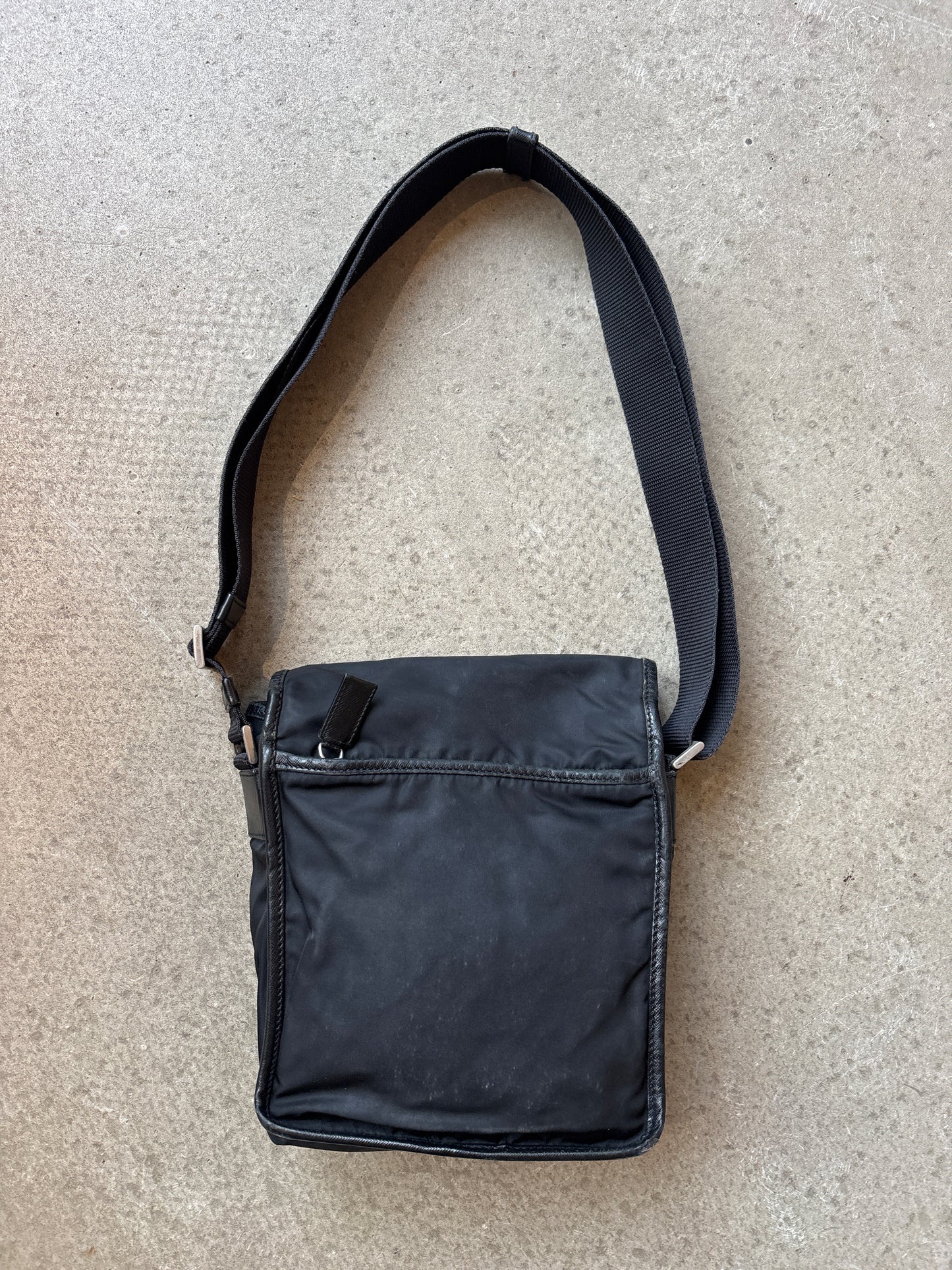 Prada Nylon Crossbody Buckle Bag Black