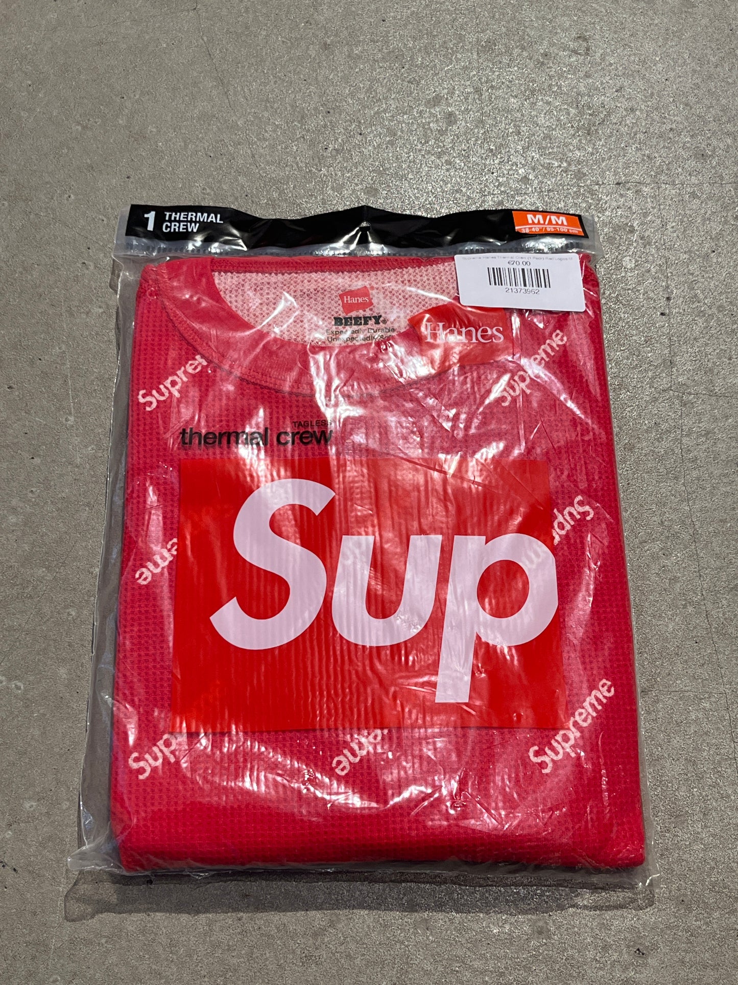 Supreme Hanes Thermal Crew (1 Pack) Red Logos M