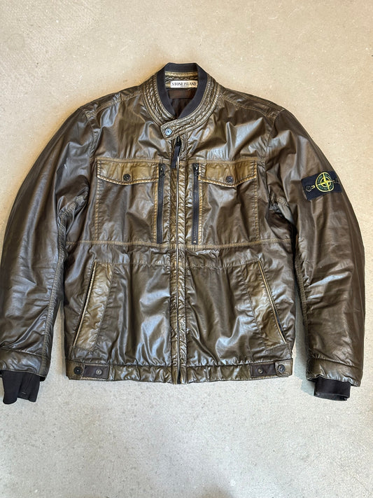 Stone Island Mussola Gommata Olive Jacket Size L (fit M)