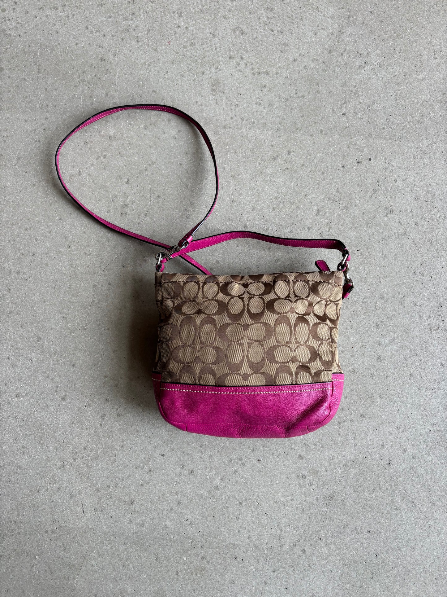 Coach Signature Two-way Cross Body Bag Pink