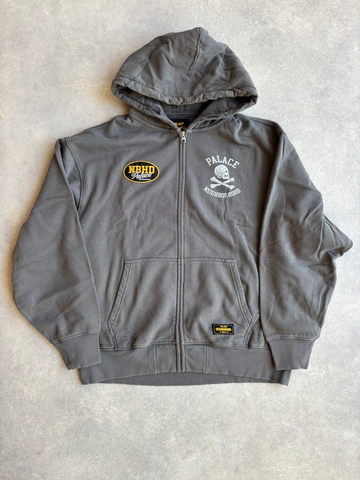 Palace Neighbor Skull Zip Hood Charcoal