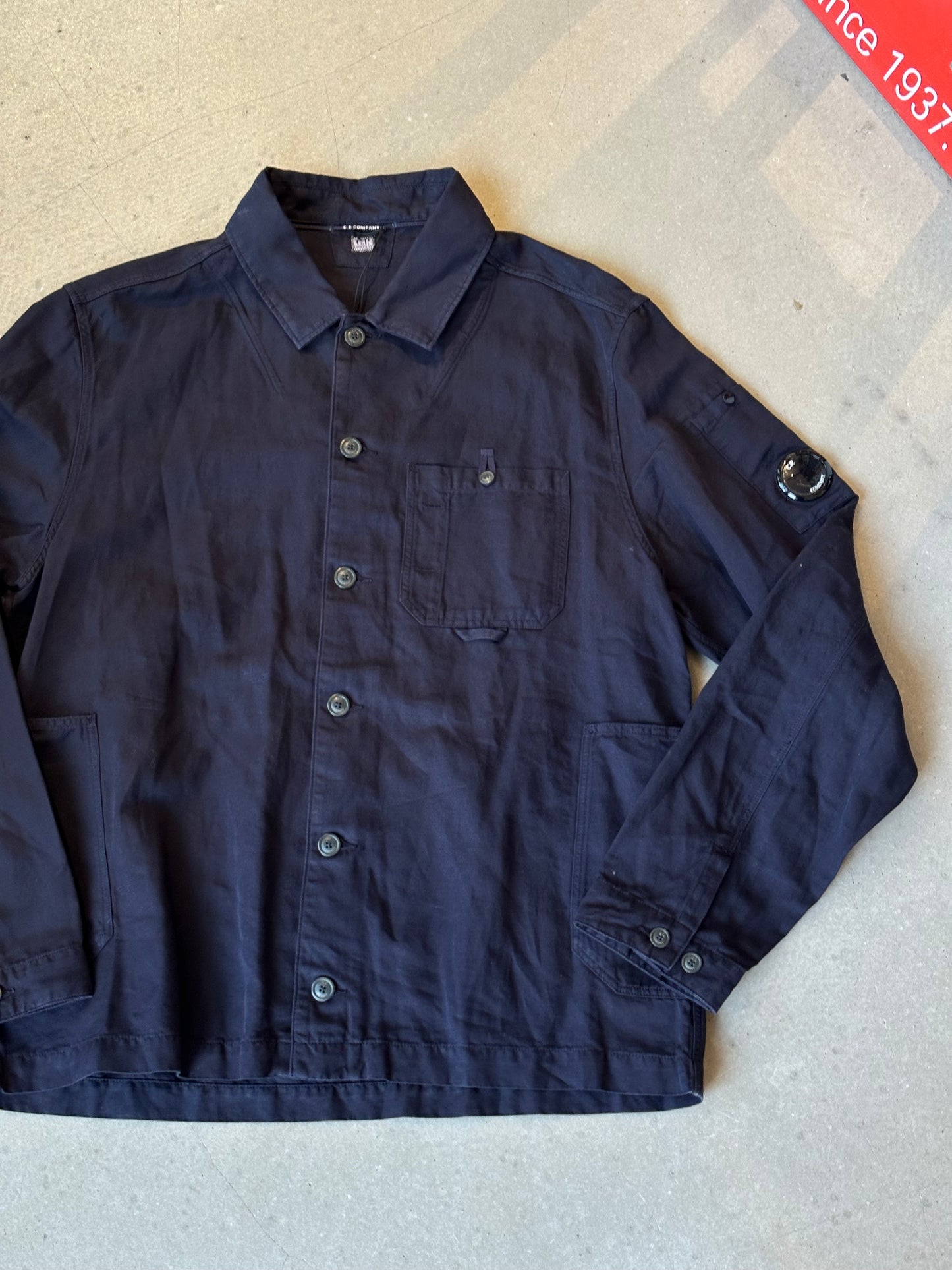 C.P. Company Cotton Linnen Lens Overshirt Total Eclipse Navy