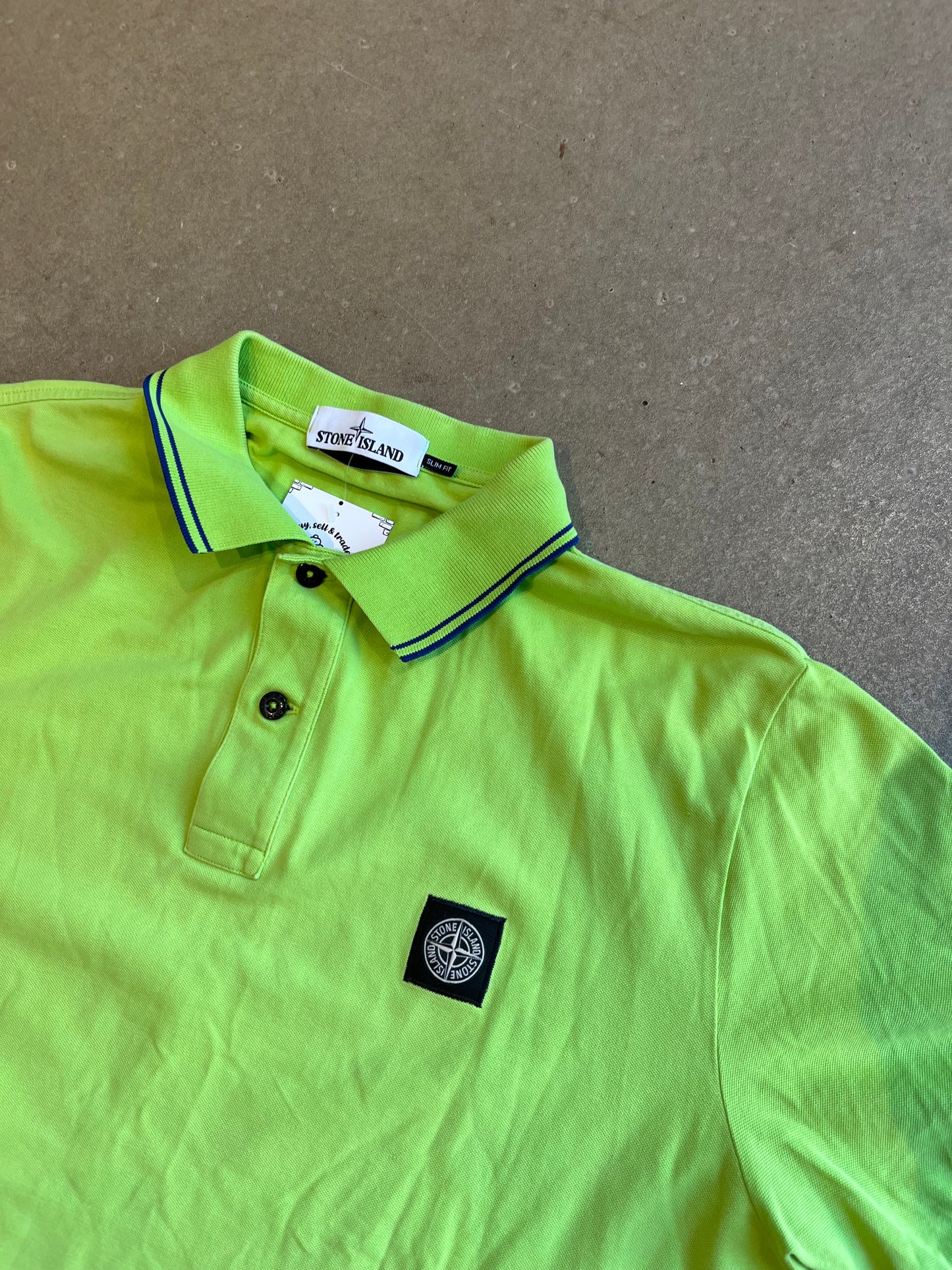 Vintage Stone Island Lime Green Polo XXL