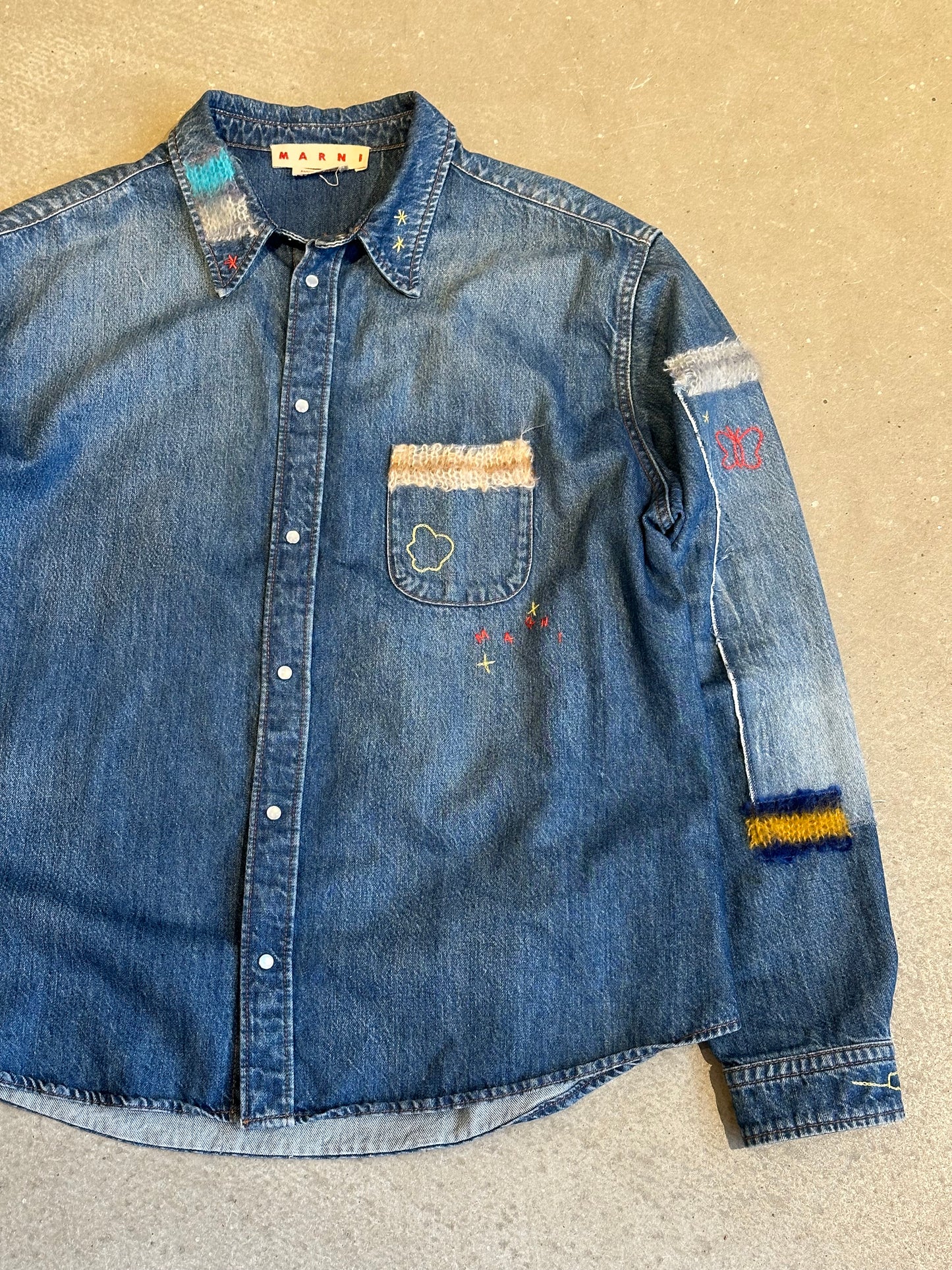 Marni Denim Mohair-patch Shirt Size 58 (XXXL)
