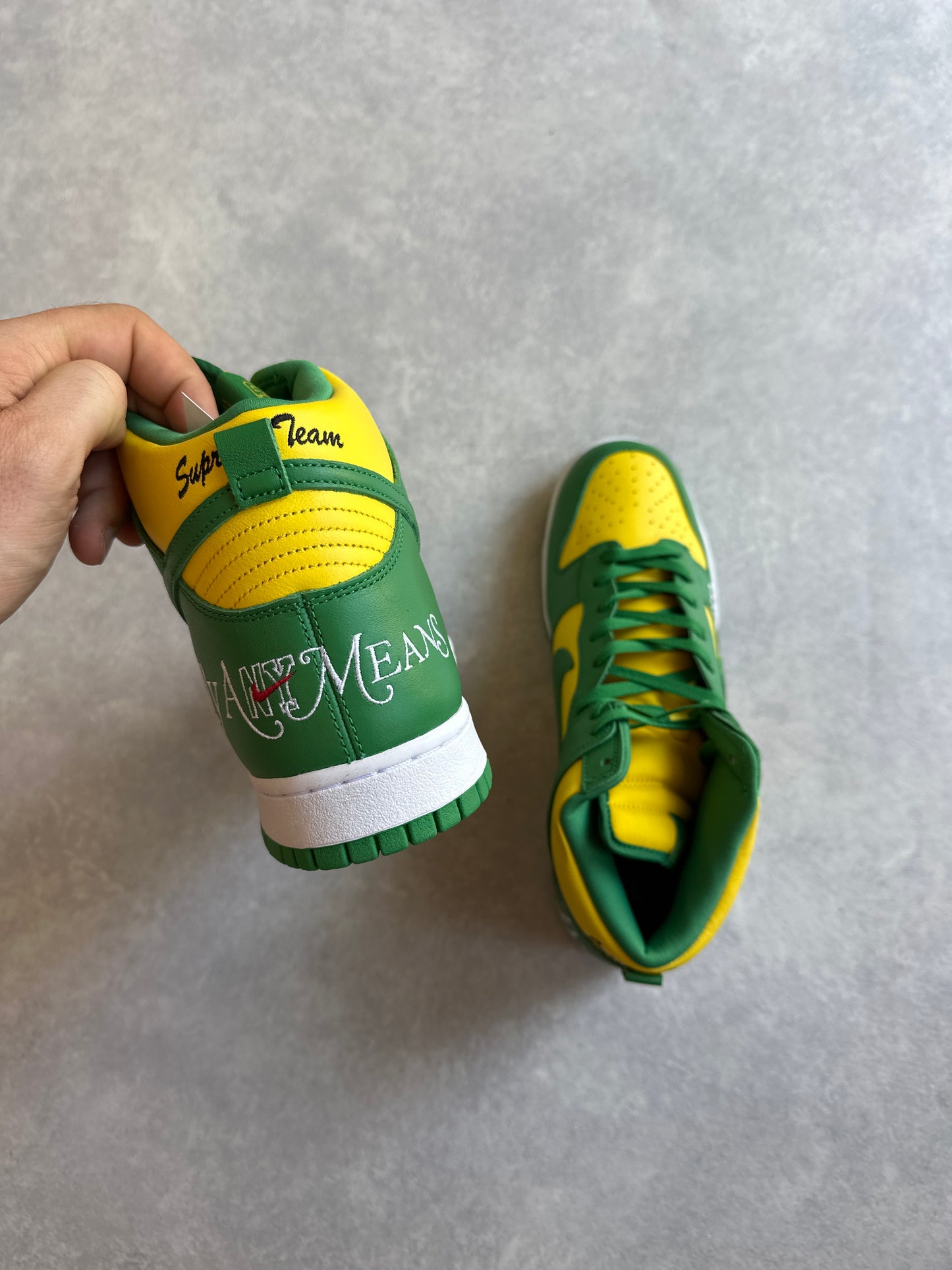 Nike x Supreme Dunk High SB By Any Means 46 Green/yellow