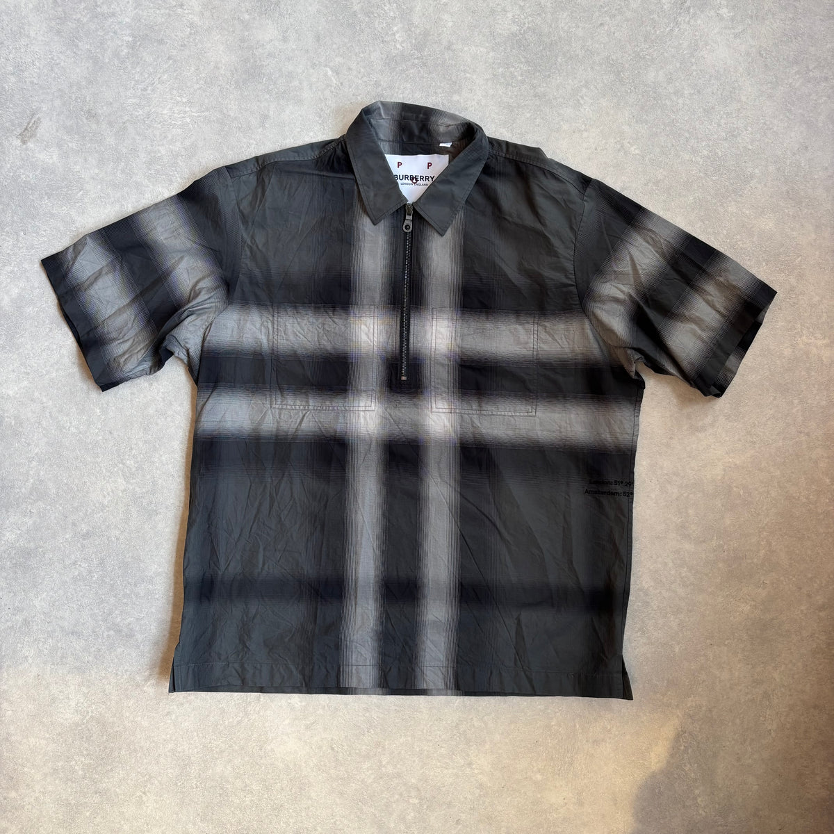 Burberry x Pop Trading Company Half- Zip Shirt Grey XL