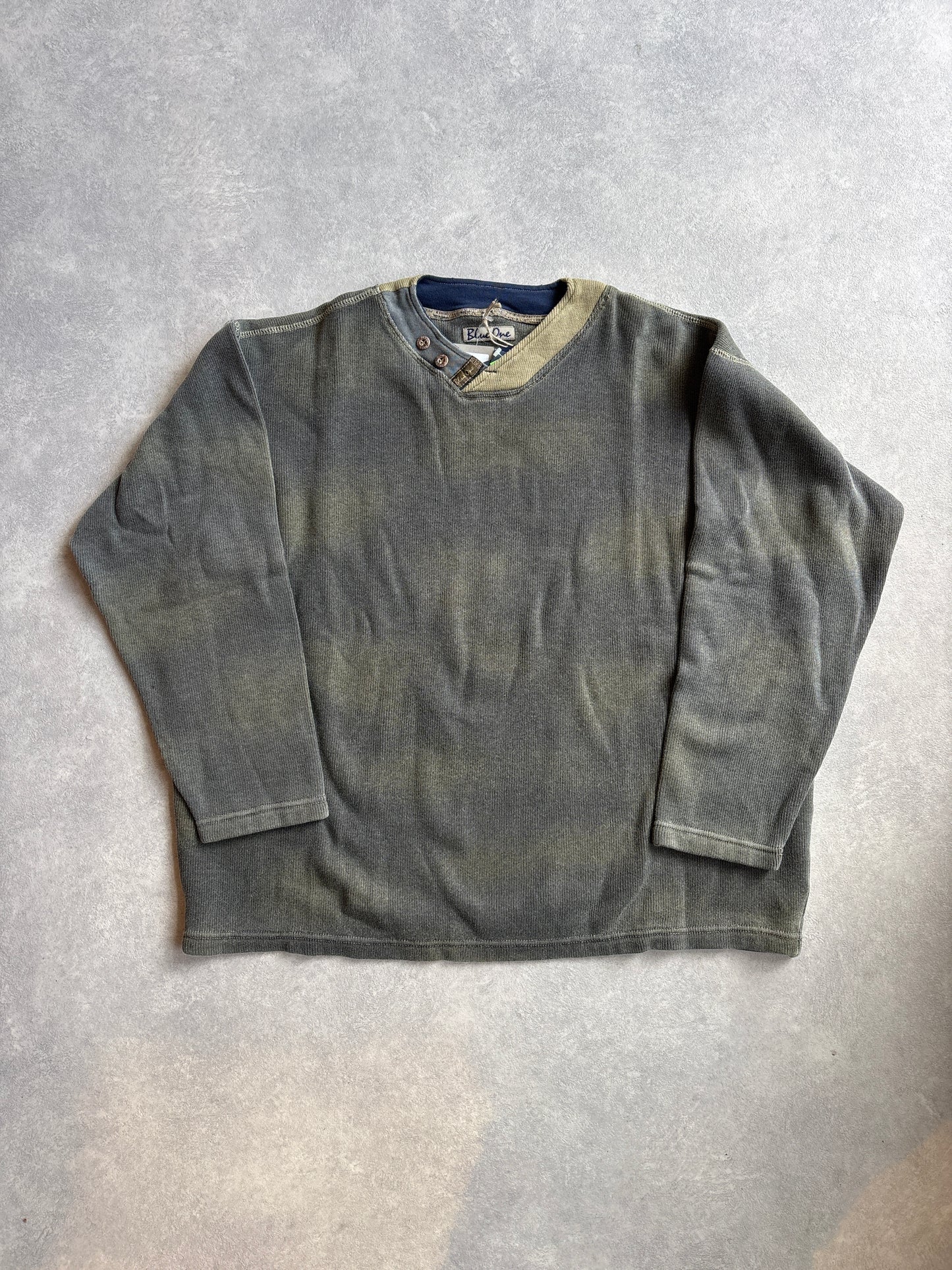 Blue One Washed Sweater Army Green L