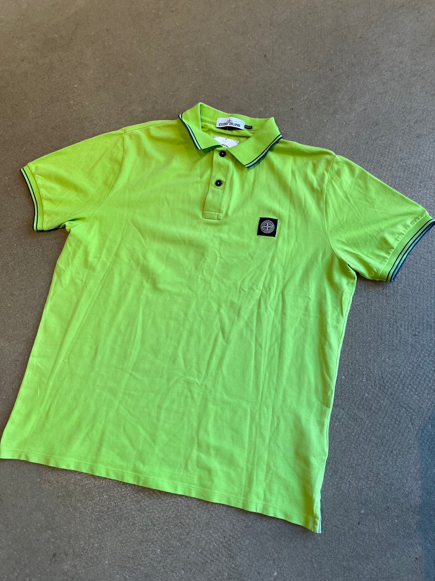 Vintage Stone Island Lime Green Polo XXL