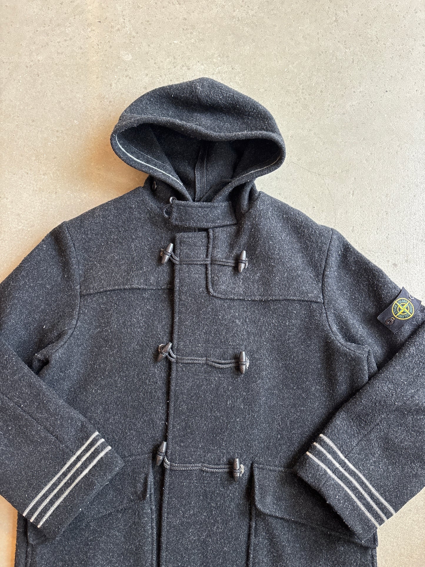 Stone Island 2003 Wool Duffle Jacket Black XL
