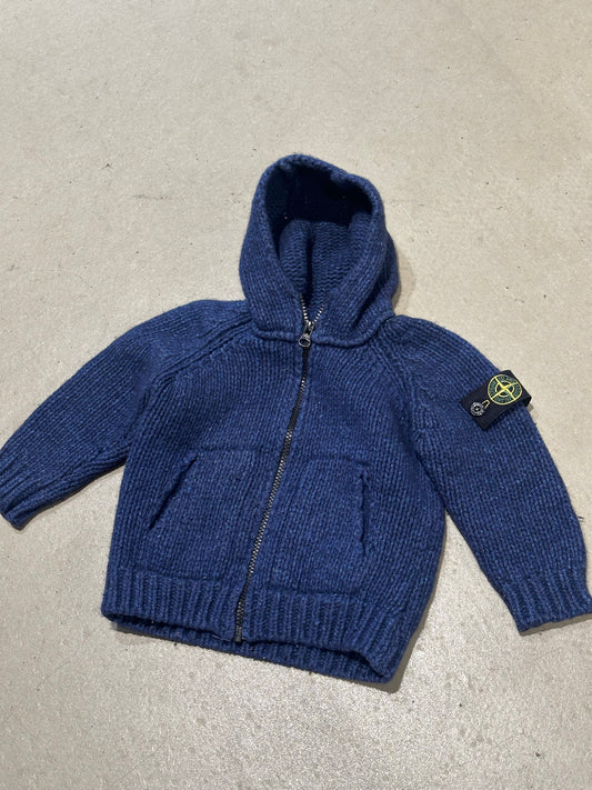 Stone Island Junior Knitted Zip Up Blue 2 Years