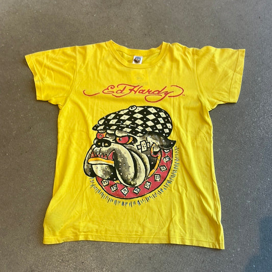 Ed Hardy Bulldog Tee Yellow S